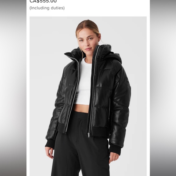 Like new, alo leather bomber puffer jacket - Picture 1 of 6